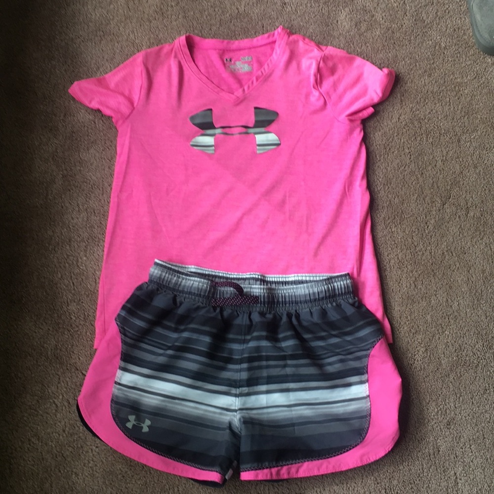 Under Armour athletic shirt and shorts!